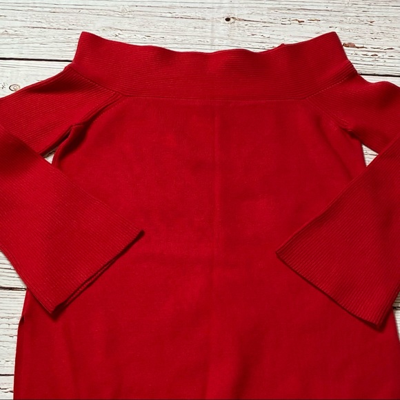 Anthropologie Elise Ribbed Off the Shoulder Tunic Sweater Red Sz M - Picture 12 of 16